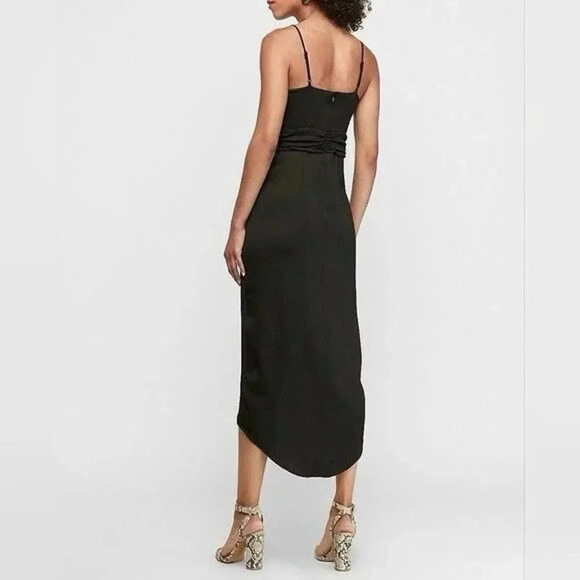 Express V-Wire Satin Hi-Lo Maxi Dress Black Size XS Small (see Notes) NWOT - Picture 6 of 7